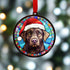 Labrador Chocolate in Santa Hat Suncatcher Decoration